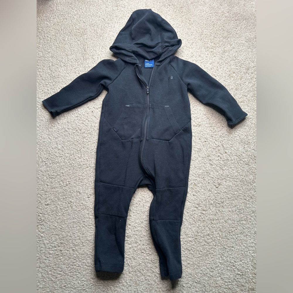 GAP Black Footies One Piece with Hood and Zipper